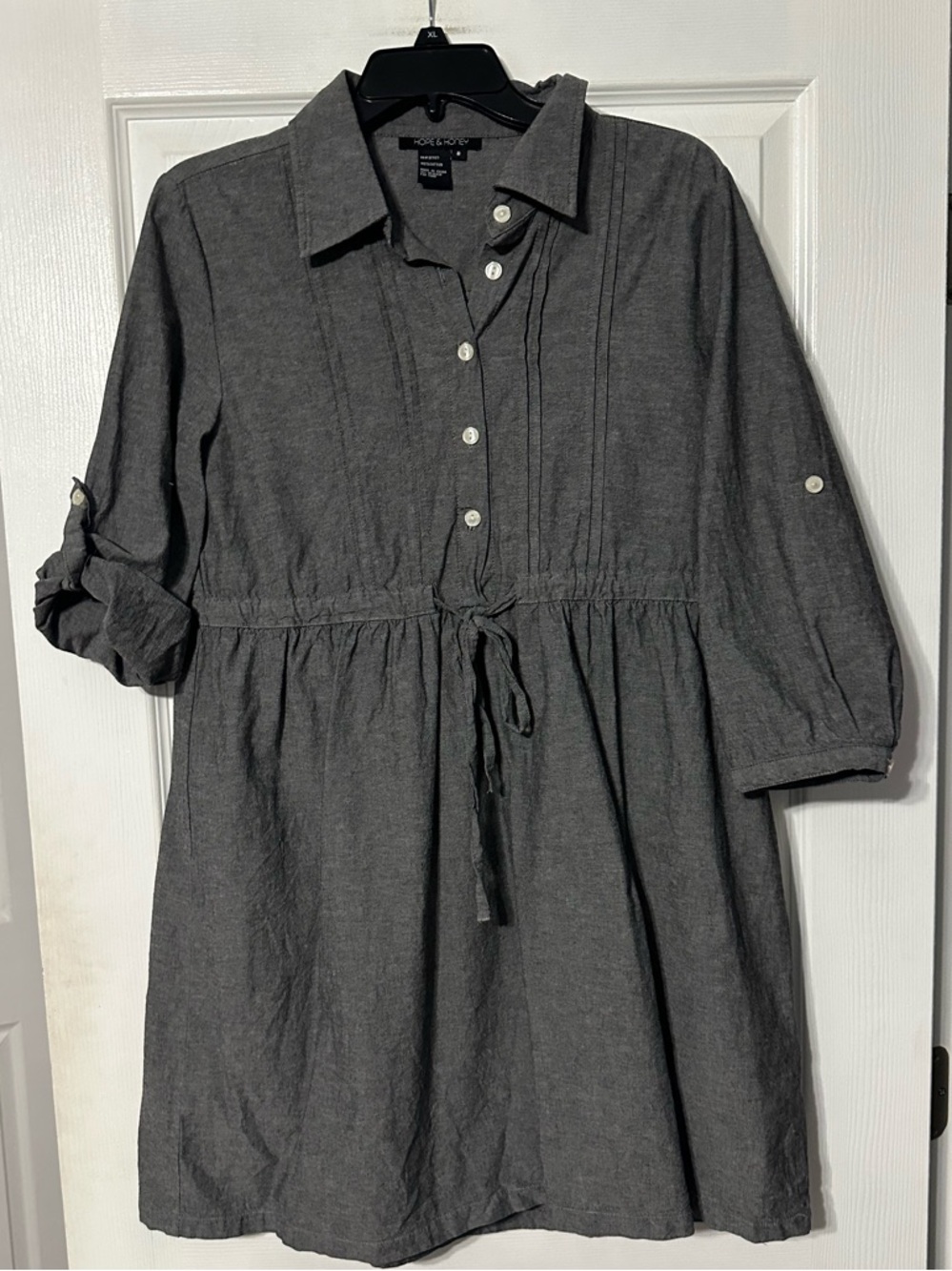 Hope & Honey Button-Front Tie-Waist Shirt Dress